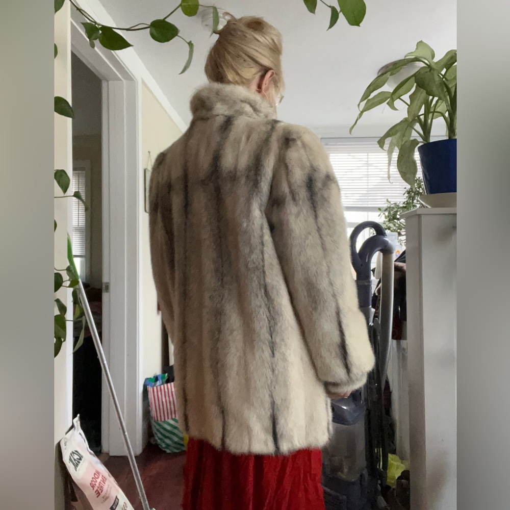 Vintage Black Cross Mink Fur Coat